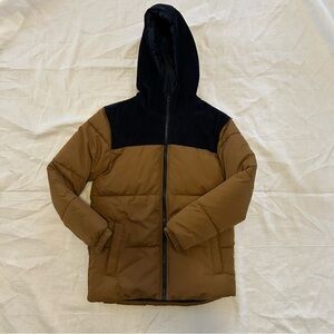 Old Navy Kids Navy and Brown Puffer Jacket Corduroy Detail